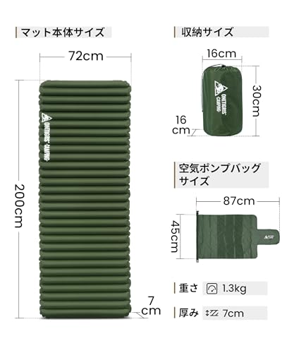 OneTigris JADE Air Mattress [Comfortable & Spacious Sleeping Area] Lightweight Camping Mat for Car Camping, Outdoor Activities, Solo Camping, Touring,