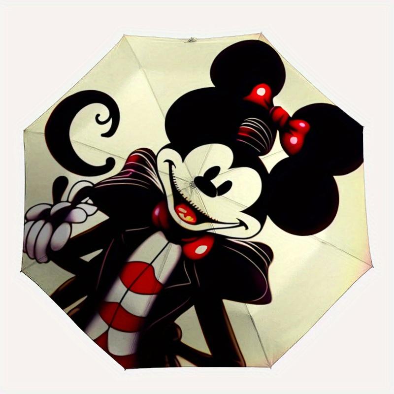 1pc Mickey,Minnie Automatic Folding Umbrella - Portable Foldable Design with 8 Ribs, Durable Plastic & Iron Frame,  Sturdy Ribsy250725007