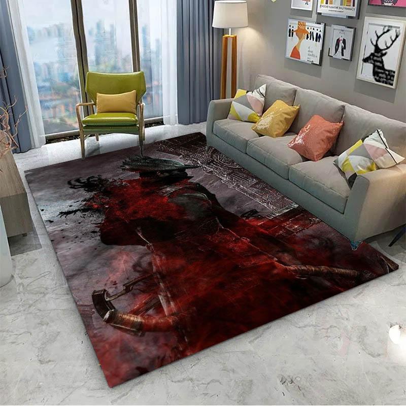 3D B-Bloodborne-S Classic Video Game Cartoon Carpet Rug Art for Room Decor Sofa Halloween Gifts Fans Area Rug Non-slip Floor Mat