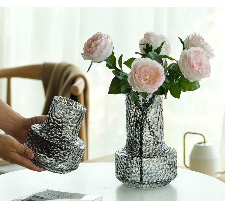 Luxury Hammered Glass Vase: Round Flower Vase & Living Room Ornament for Hydroponics