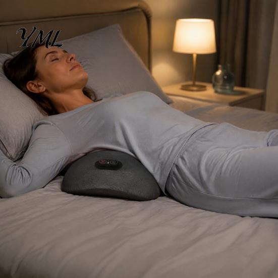 Ergonomic Memory Foam Waist Cushion 3-in-1 Lumbar Support Pillow, Triple Fusion Lower Back Massager with Heat, Vibration, Electric Breathable for Desk