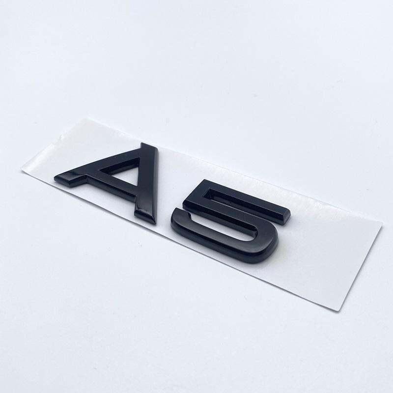 3D Letters Numbers Emblem for Audi A3 A4 A5 A6 A7 A8 Q2 Q3 Q5 Q7 Car Trunk Lid Nameplate Badge Logo Sticker Chrome Glossy Black