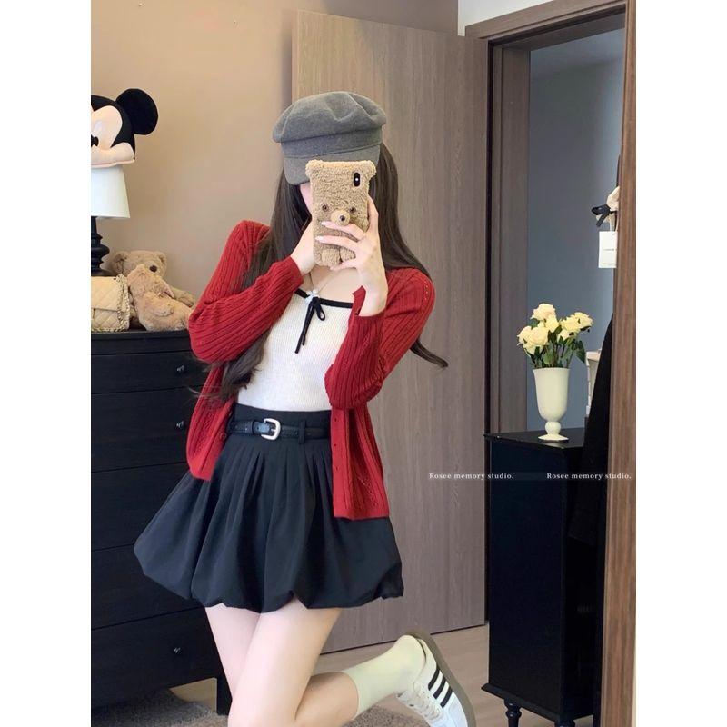 Kumikumi Sweet Style Slimming Youthful-Looking Bud Skirt Women's Clothing Fall Fashion Tape Elegant A- line Skirt Skirt