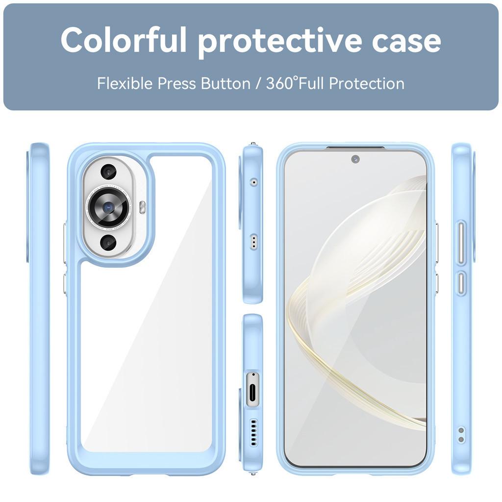 Transparente PMMA + TPU-Hülle für Huawei Nove 11 12 Lite S 12Lite 12S, farbenfrohe, weiche Schutzhülle auf der Rückseite, splitterfest, staubdichte Abdeckung