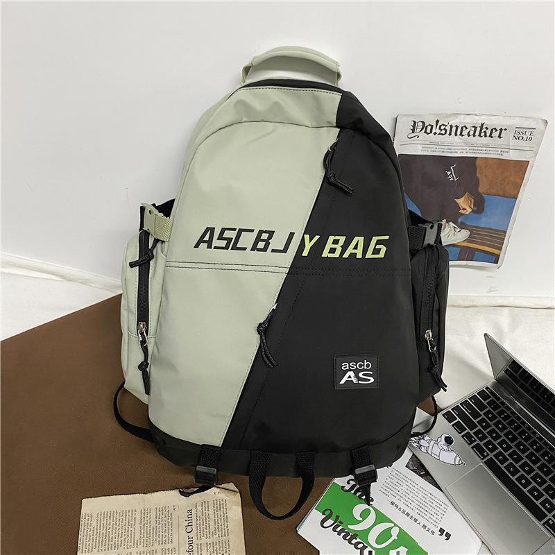 

New simple schoolbag for women with large capacity Hong Kong style cool student couple backpack lightweight middle school student schoolbag for women single bag (without pendant) зелений