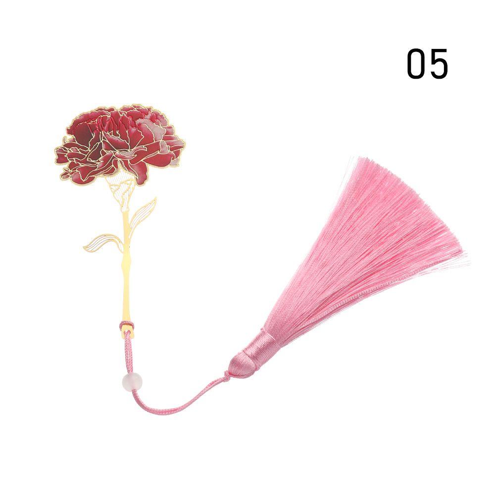 Retro Stationery Tassel Metal Pendant Hollow Brass Bookmark Painted Book Clip Pagination Mark