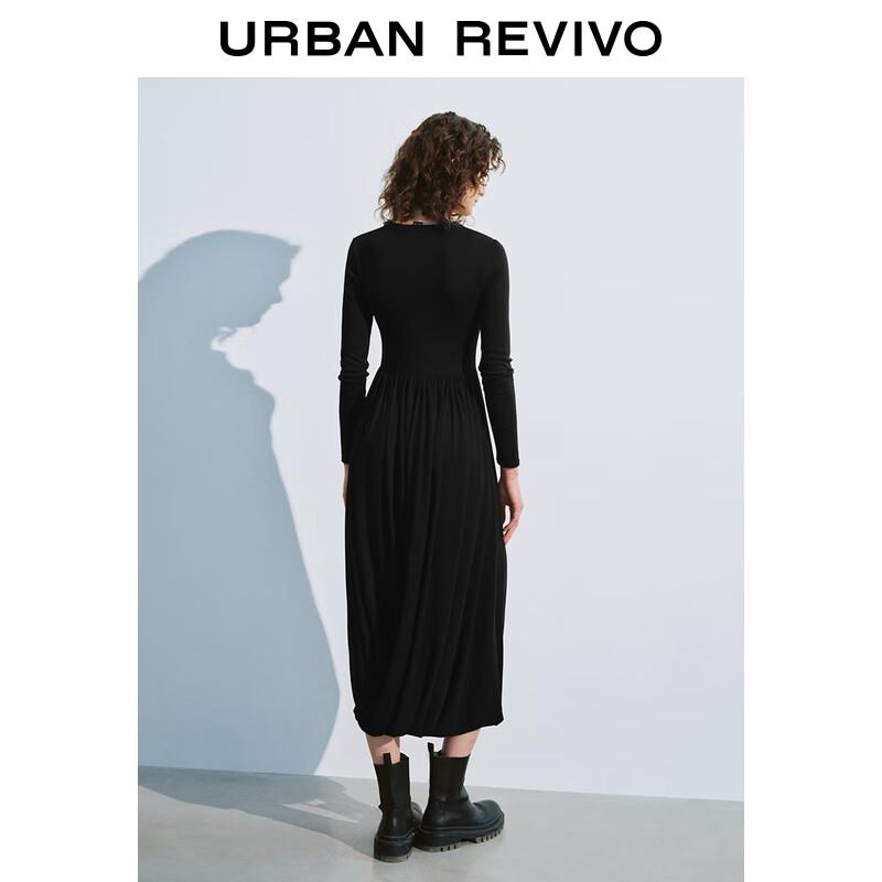 UR 2025 Spring Women's Elegant Spliced Long Tulip Dress