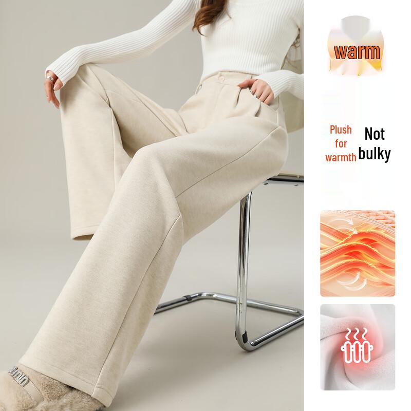 HSTYLE Women's Fleece-Lined Wide-Leg Winter Trousers