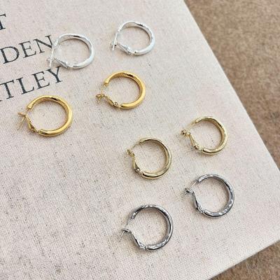 Stylish French Metal Hoop Earrings - Unique Design for Women with Small Faces