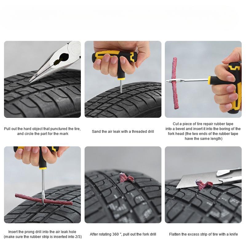 Car Tire Repair Kit Studding Tool Set Car Accessories Auto Bike Wheel Tubeless Vacuum Tire Cement Tool Puncture Plug