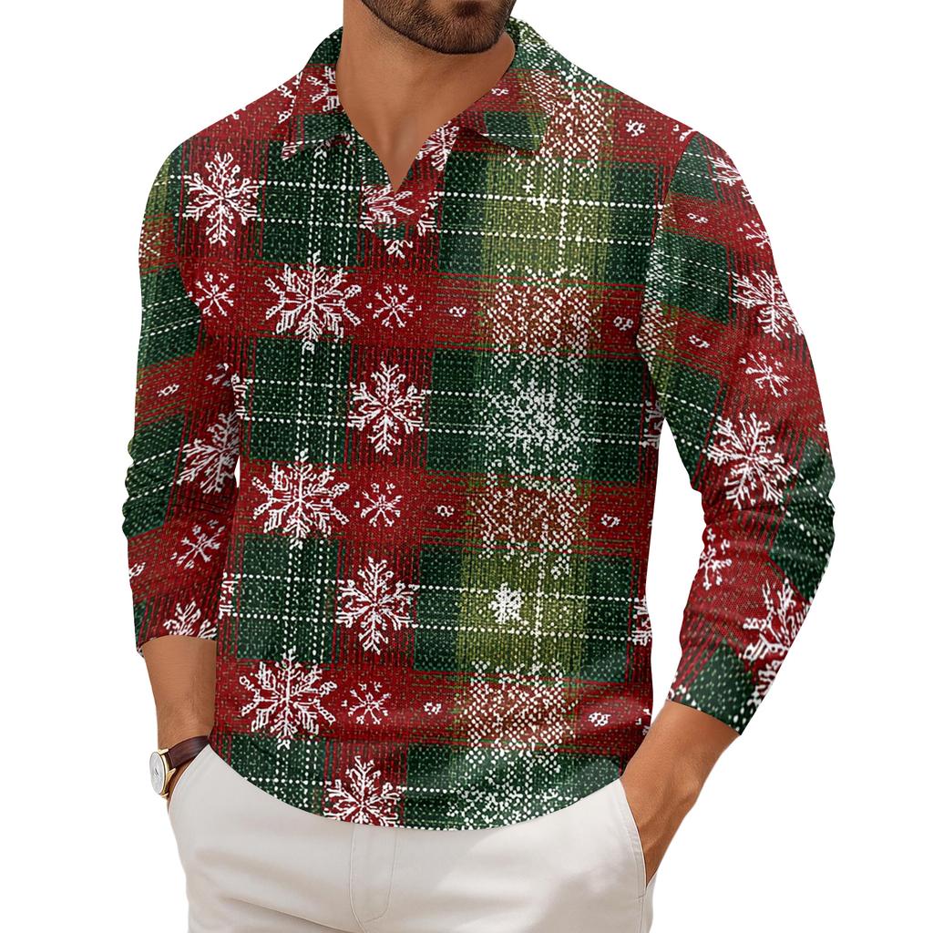 Men's Casual Collared Long-Sleeve Knit Base Layer Top