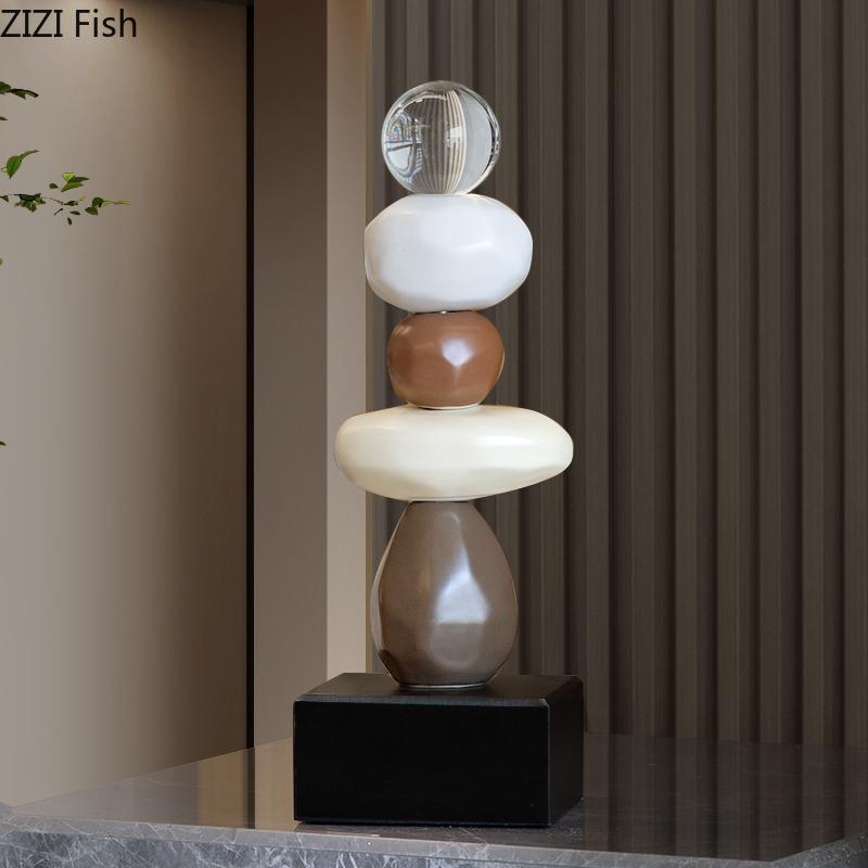 Creative Stone Stacking Statue Ornaments Desk Decoration Abstract Crafts Minimalist Rock Pile Sculpture Room Aesthetic Decor