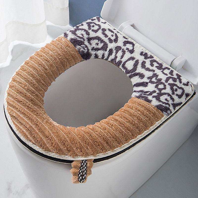 Universal Toilet Mat Household All-season Universal Waterproof Zipper Type Thickened Plush Toilet Mat Paste Thickened Warm Cartoon Toilet Mat