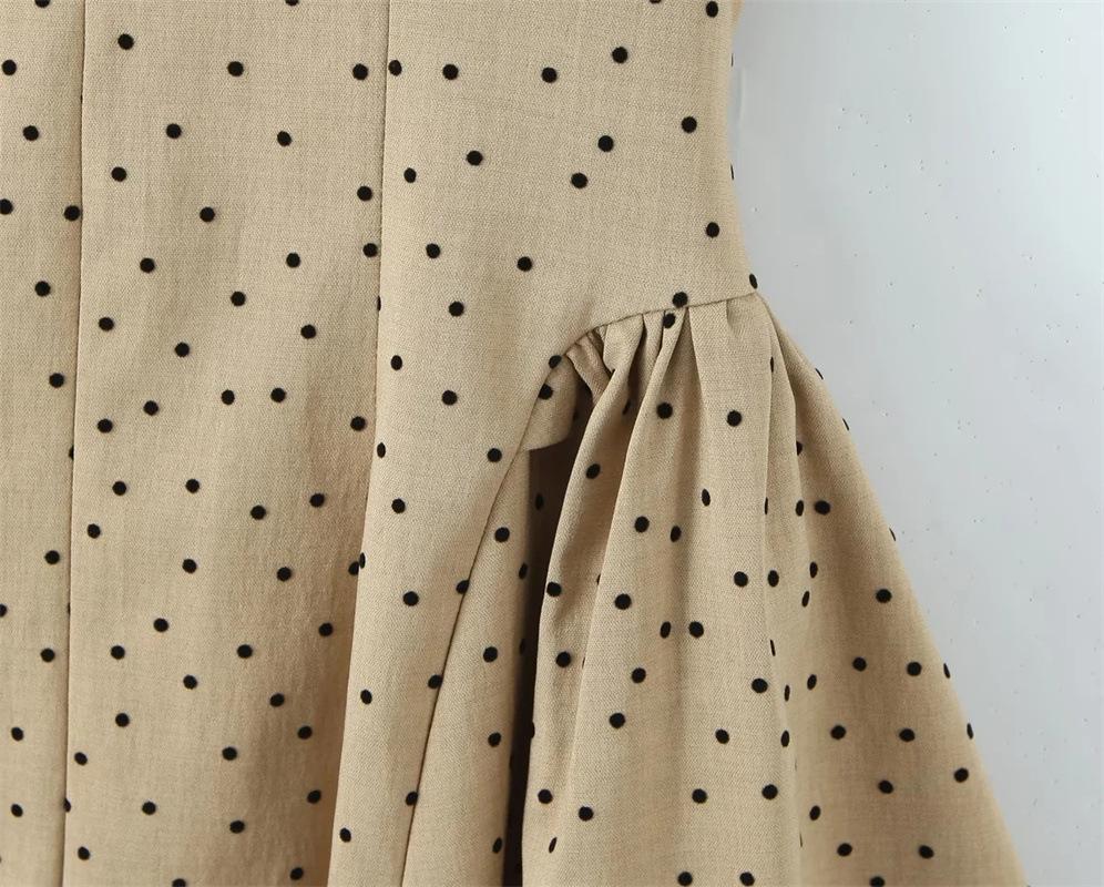 French Polka Dot V-Neck Halter Dress – Women's Trendy Vacation Slip Skirt