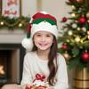 Christmas Hat with Bells Plush Ball Decor Red Green Patchwork Color Breathable Santa Claus Hat Daily Party Wear