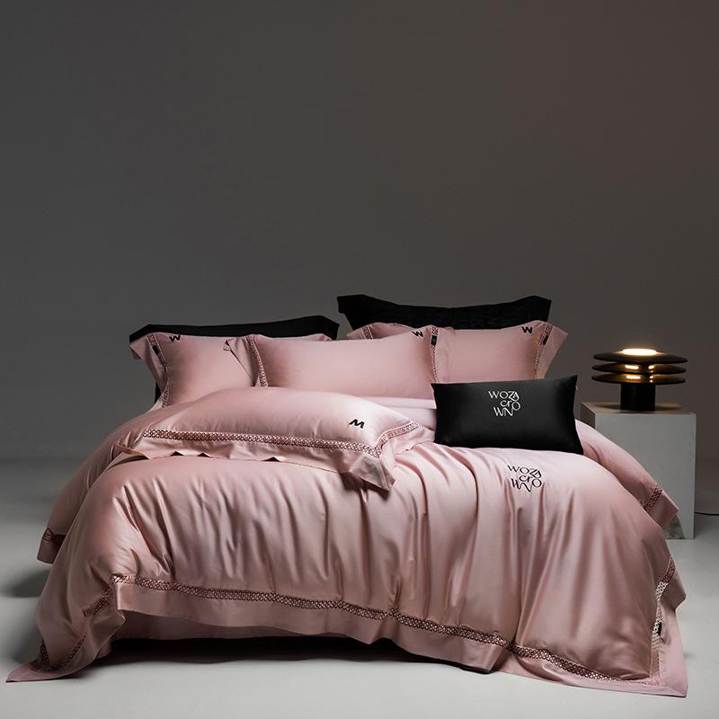 

Набор постельного белья из чистого хлопка из четырех предметов, простое вышитое пододеяльник, простыня, наволочки 1.5m/1.8m bed