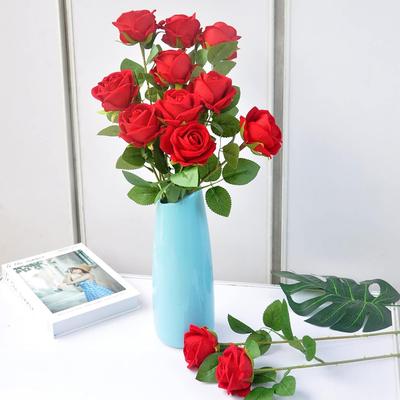Artificial Flowers Fake Rose Bouquet Vases Home Decoration Accessories Wedding Plants Bridal Scrapbook Floristics Diy Gift Cheap