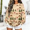 Women's Casual Christmas Print Crewneck Sweatshirt Pullover for Holiday Everyday Wear