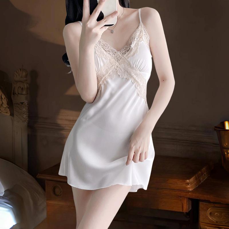 Women's Spring Summer Sexy Pajamas Ice Silk Pajamas Suspender Shorts Thin Loungewear Live