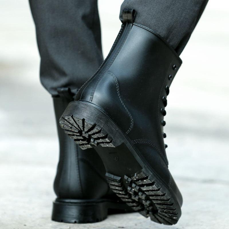 Men's Martin shoes lace-up short tube fashion casual non-slip rain shoes fishing labor insurance miner rain shoes