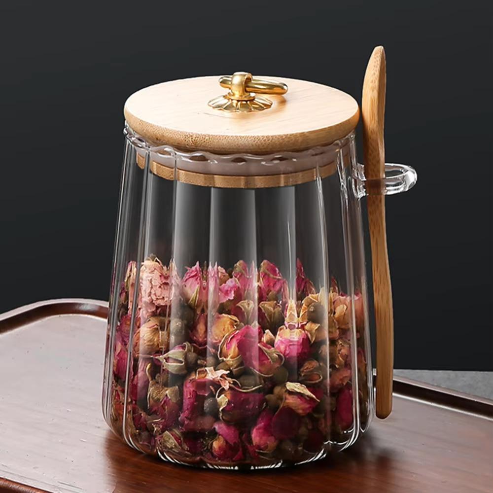 Leakproof Glass Sugar Container Transparent Grain Storage Canister Coffee Canister  Food