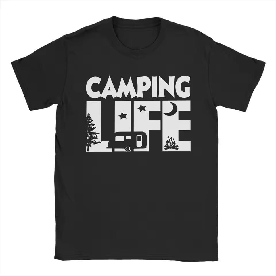 Summer Women Men Let's Go Camping Shirt for Hiking Trip Mountains Graphic Tee for Campers Gift for Camp Lover T Shirts