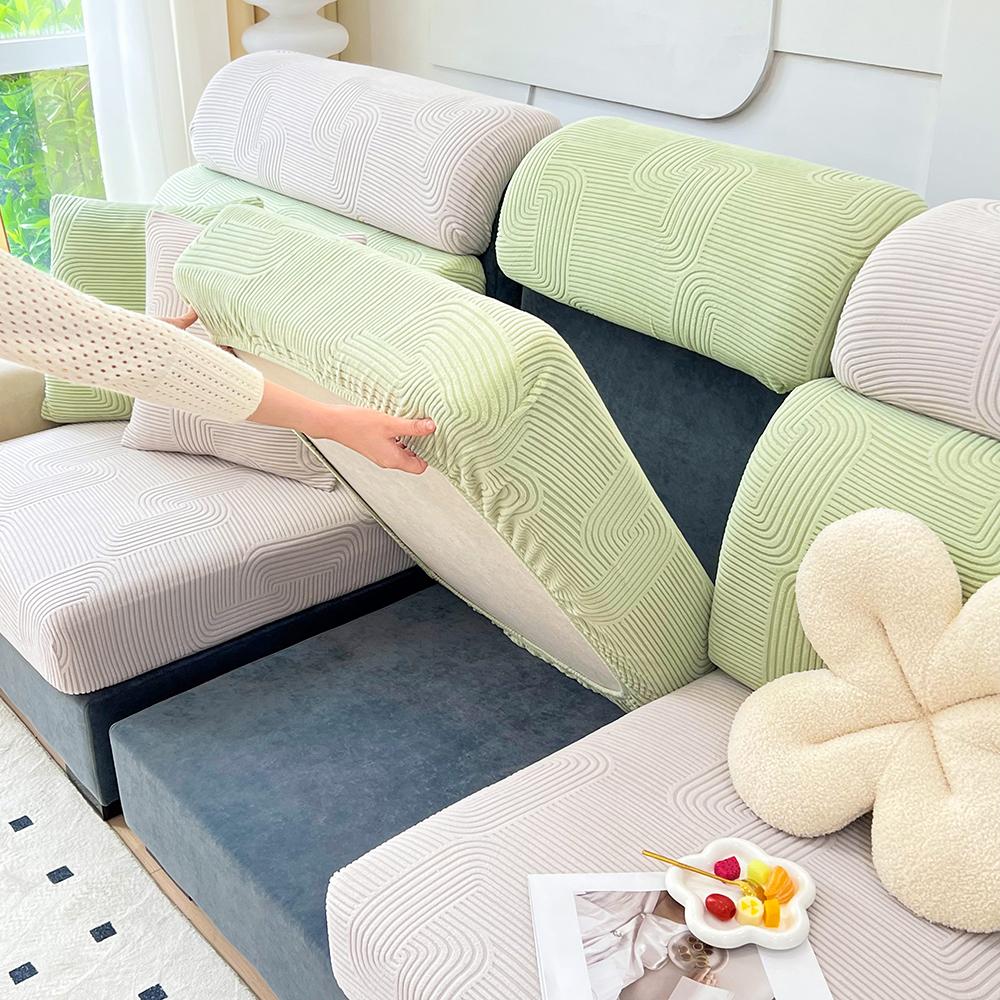 Elastic Sofa Cover Jacquard Polar Fleece Sofa Seat Cushion Cover For Living Room Pet Kids L Shape Corner Armchair Sofa Slipcover