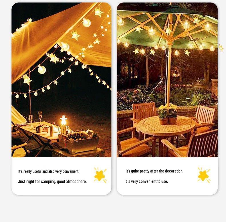 Solar LED Outdoor Camping Lantern String – Waterproof Fairy Lights for Tent, Balcony, and Tree Decoration