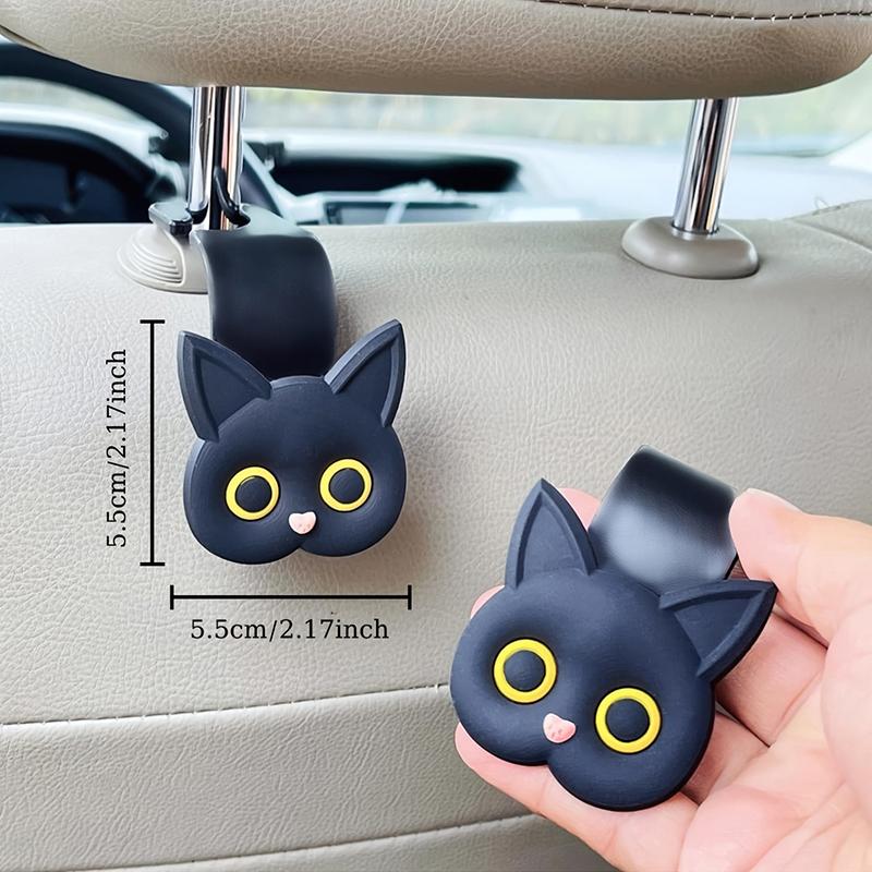 2Pcs Cartoon Cute Cat Car Clips Front Seat Headrest Organizer Holder Auto Fastener Hangers Car Storage Interior Accessories