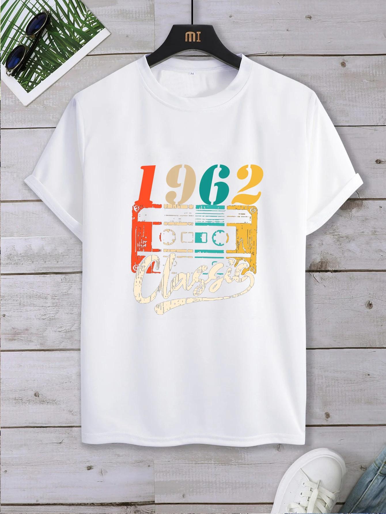 

Ретро 60-е Футболка на 56-й день рождения Чистая футболка Винтаж 1962 Мужская футболка Мужская Летняя Уличная Мода Парная футболка Графические футболки 4XL