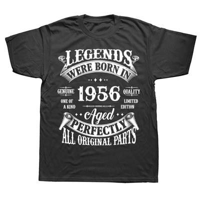 Tillverkad 1956 Födelsedagspresent Herr T-shirt 68 År Present Grafisk Naturlig Bomull T-shirts Retro Tryck Pappa Morfar Make T-shirts