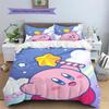 Kirby Muster Kissenbezug & Bettbezug Set Anime Dekorativ Stilvoll Bettwäsche für Schlafzimmergebrauch Durchdachtes Geschenk.-TING