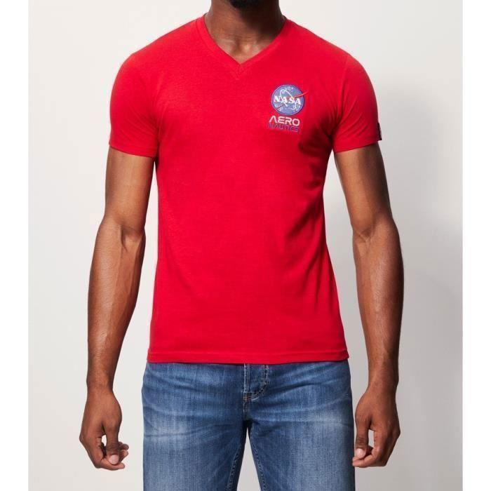 T-shirt - Nasa - GNS80706 M S3-S - Rouge - Col V - Manches courtes