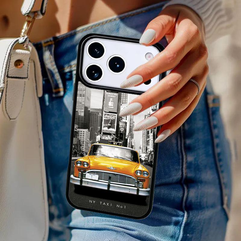 NYC Yellow Taxi Cabs Phone Case For iPhone 17 Air 14 15 13 12 Max Cover For Apple 16e 11 Pro Max Plus Coque