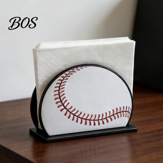Personalized Sports Napkin Holder Ball for Table, Freestanding Wooden Dispenser, Themed Tabletop Tissue Towel Theme Birthday Party Supplies