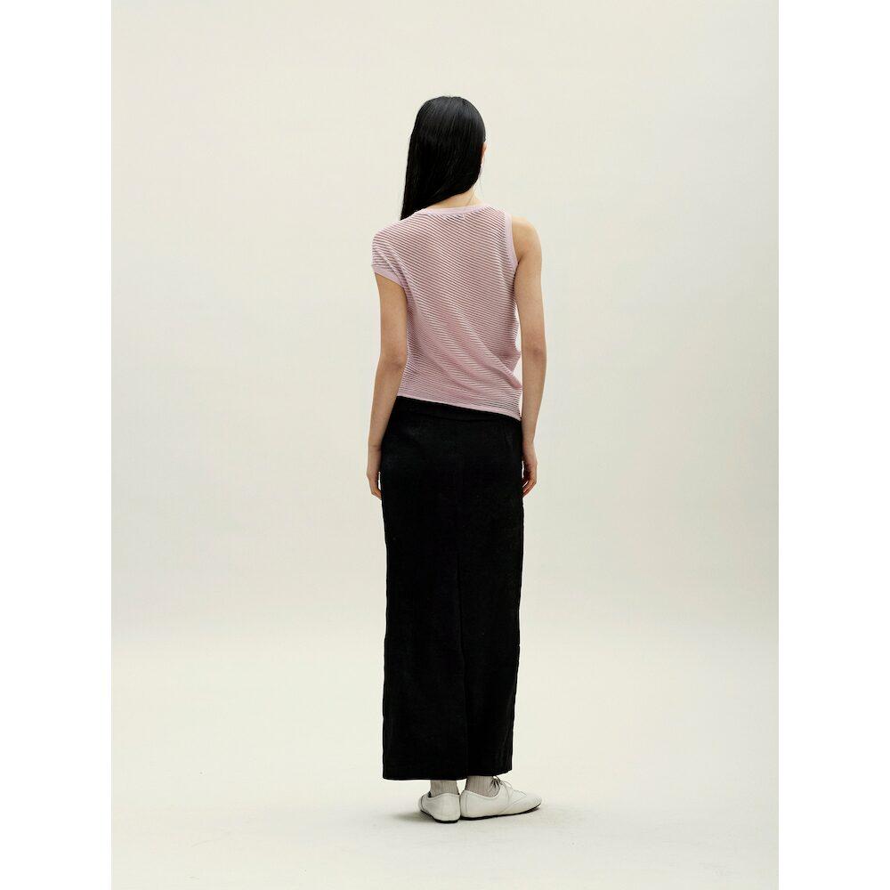Anggae Velvet Satin Long Skirt Black