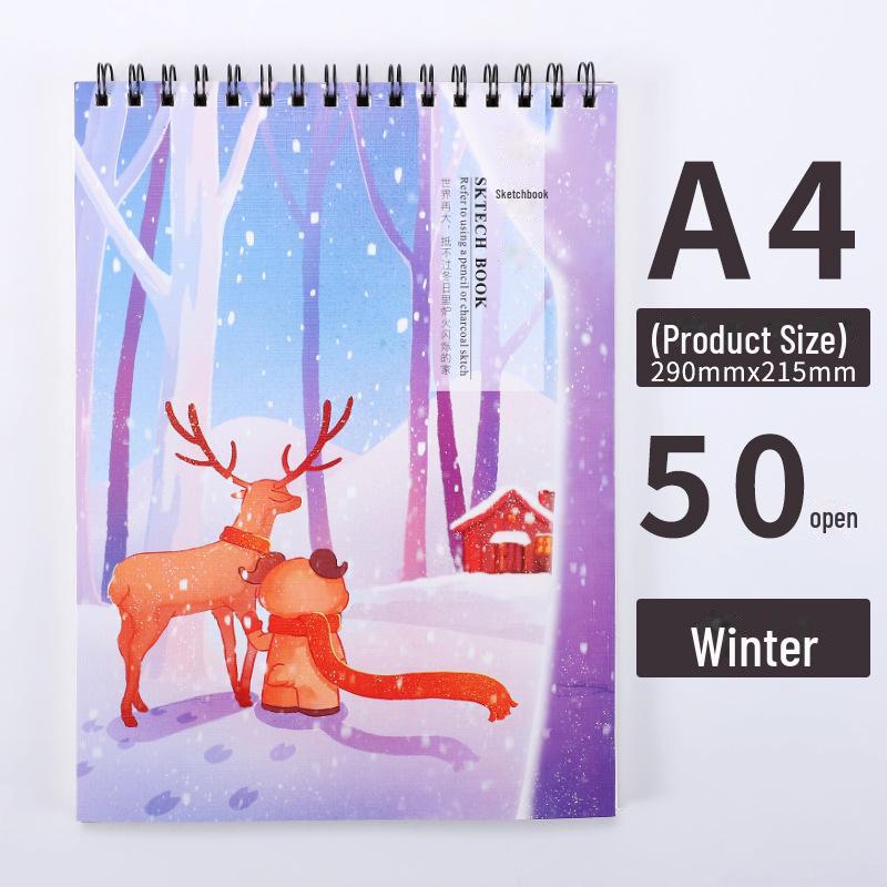 Thickened A4 Coil Sketchbook: Blank, Simple, Colorful Art Journal for Students and Kindergarten.