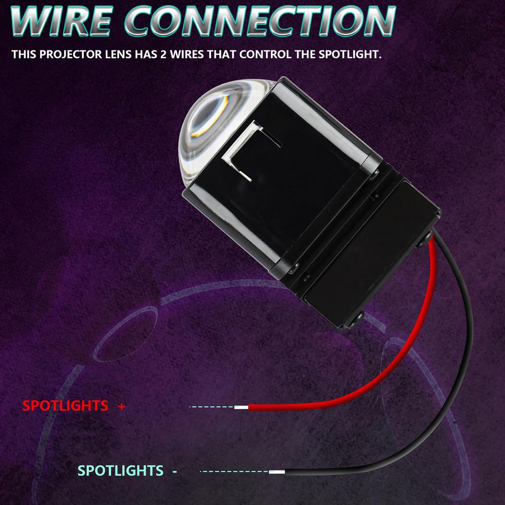 2pcs 1.5inch Mini LED Projector Lens Car Headlights Motorcycle Driving Lights Spot Beam Round