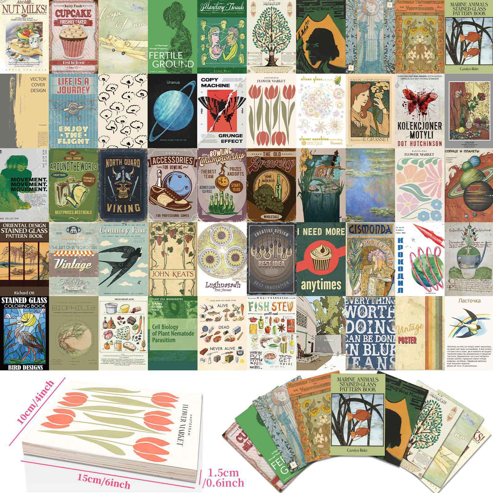 

50 Настенных карточек Ретро Инс Корейский Ностальгический История Фон Украшение стены общежития Материал для ручного учета Карточка T01041442-Wall Card-EN Vintage 50