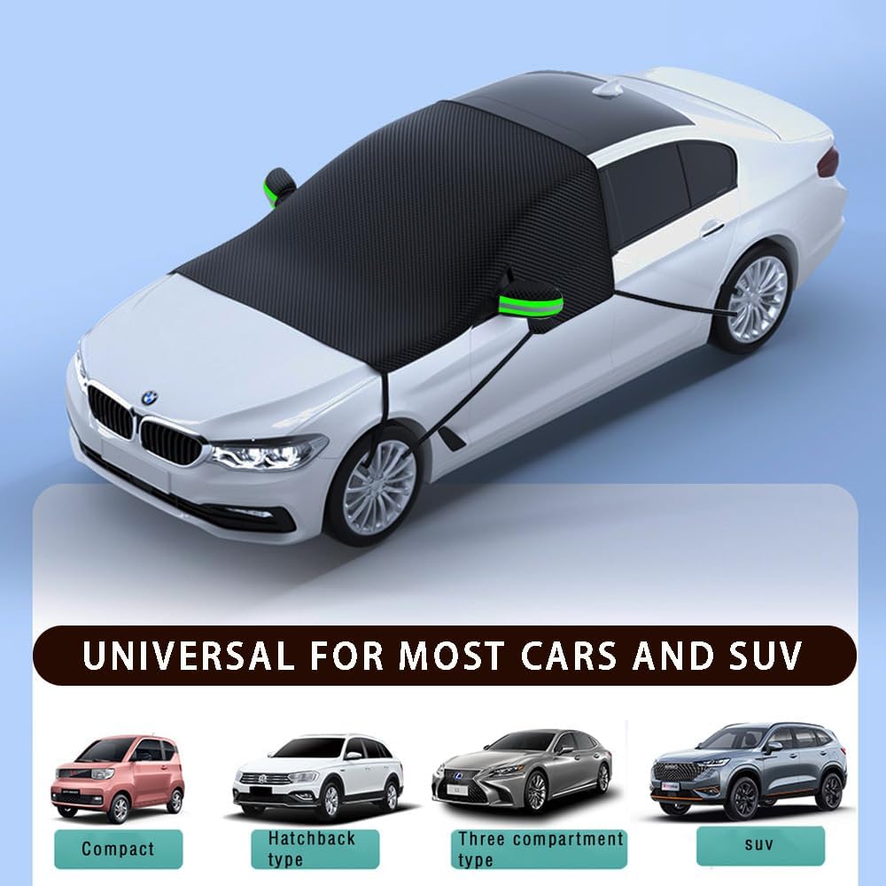 Large Car Windshield Cover For Ice And Snow,Automotive Windshield Snow Covers With Side Window & Rearview Mirror Protector,Winter Magnetic Windshield