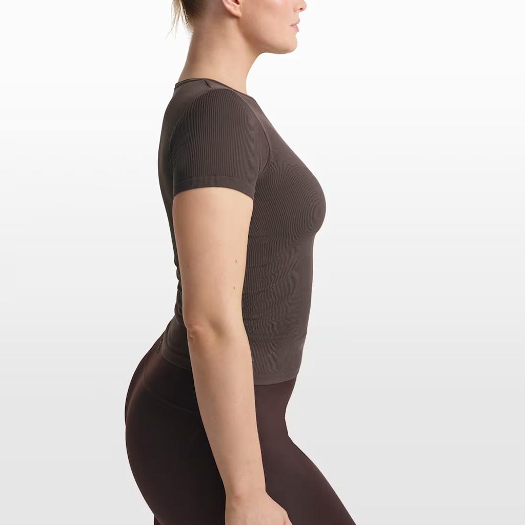 Nike X SKIMS Ribbed Seamless Fitted Crew Neck Retro Short Sleeve T-Shirt Women Tops SSSSL9718W-PHR
