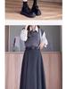 Pleated Midi A-line Skirt with Invisible Zipper & Belt