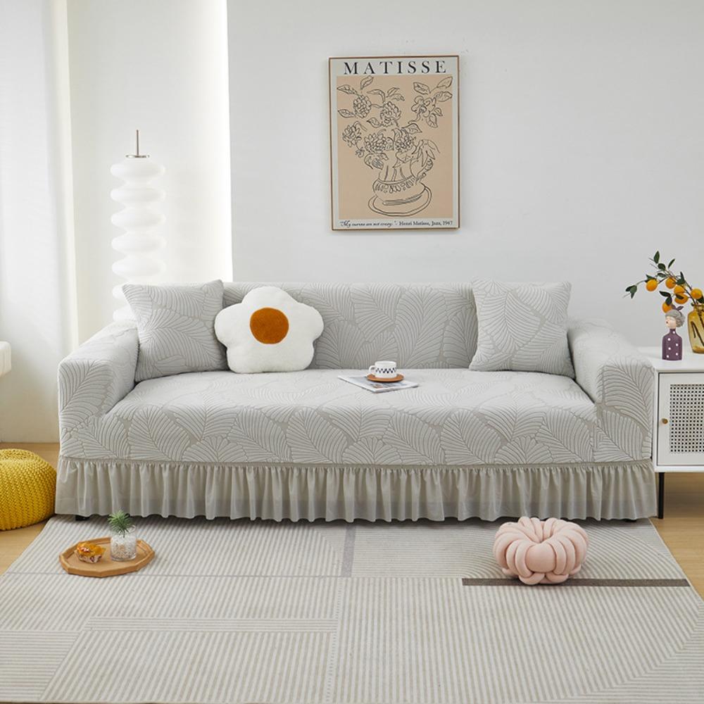 Universal Sofa Cover with Skirt Full Coverage Stretchable Slipcovers for All Seasons Protector