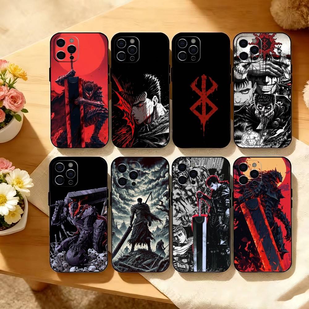 Cool Popular B-Berserk Comic Phone Case For iPhone 17, 16,15,14,13,12,11 Plus,Pro Max, Others Soft Black Cover