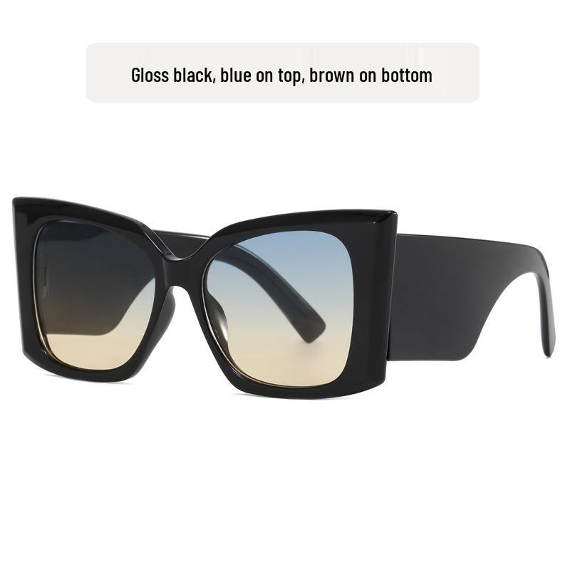 Retro Cat Eye Large Frame Sunglasses for Women – European and American Fashion, High-End Sun Protection, Trendy Street Style