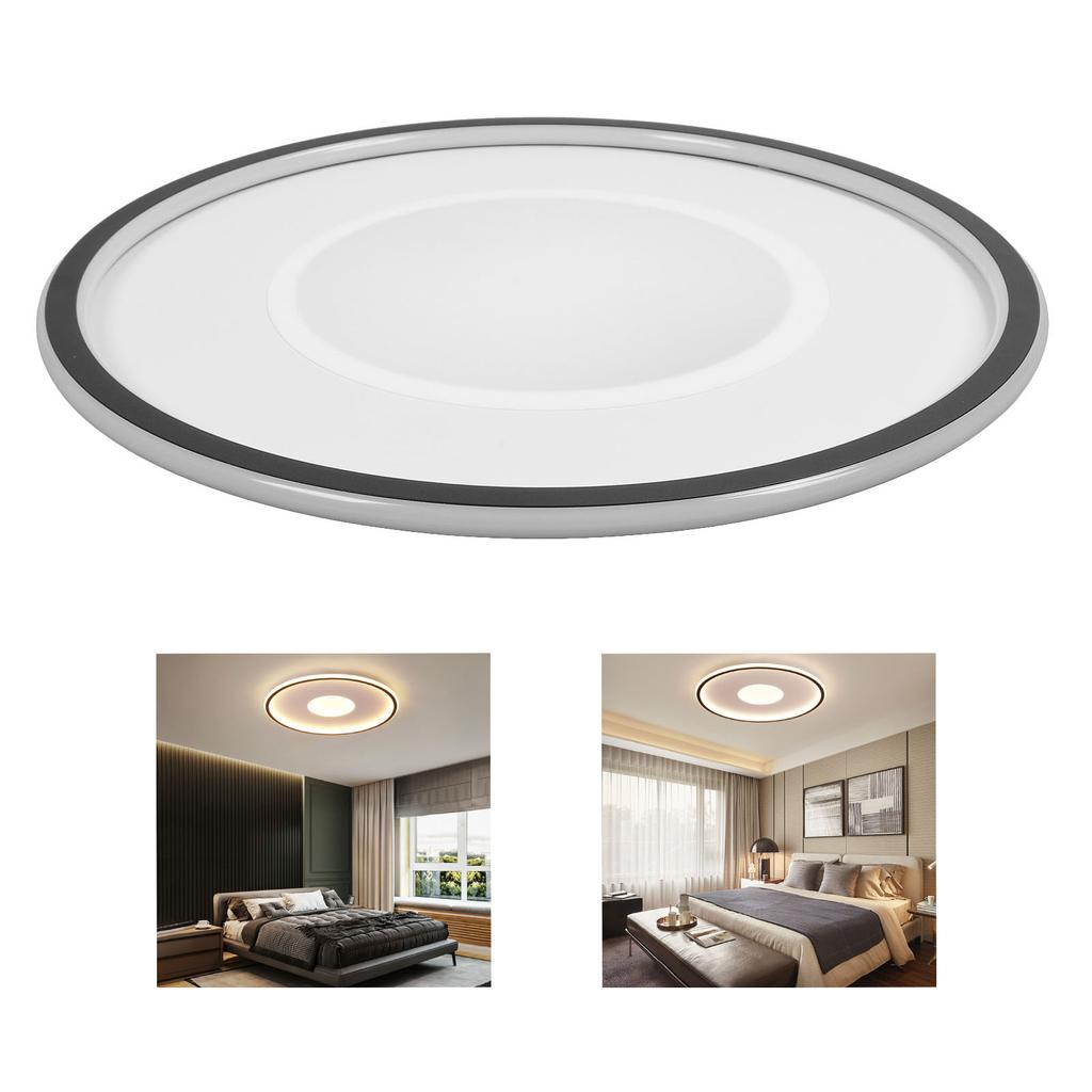 LED Ceiling Light Iron PC Stepless Dimmable Round Flush Mount Ceiling Light Fixture with APP Remote Control for Bedroom Hallway 110 to 265V