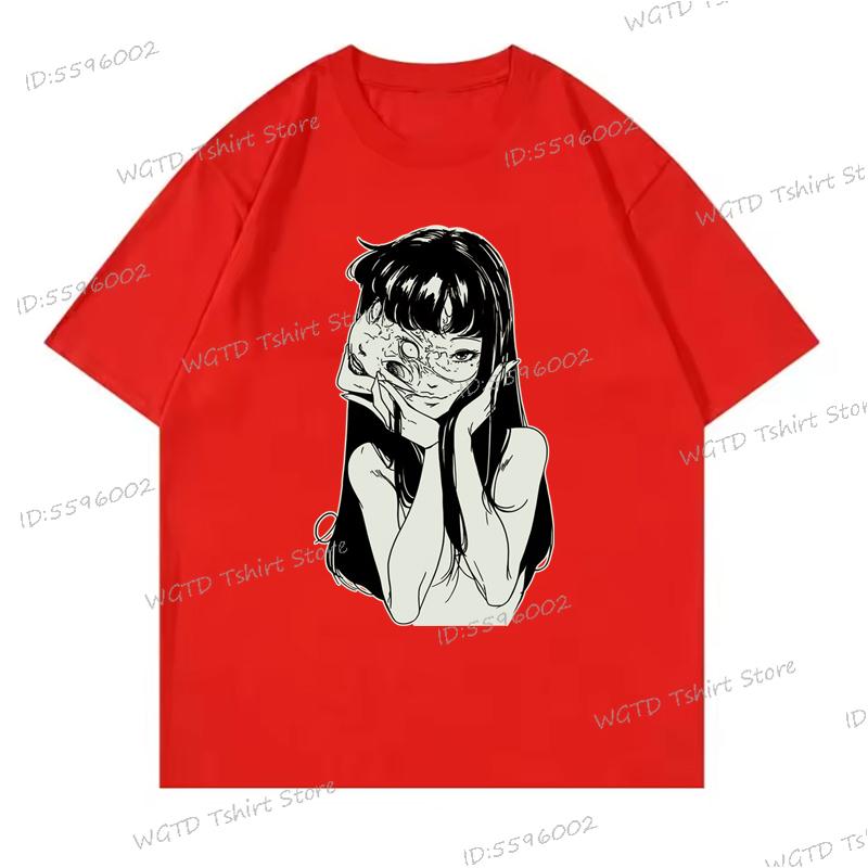 New Anime Tomie Print Top Tees Men Women Vintage Print Streetwear Hip Hop Tshirt Fashion Comic Tomie Y2K Graphics T-shirt Unisex