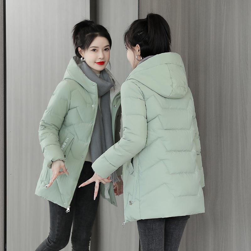 Cotton Jacket, Women, Medium To Long Length, New Winter Version for 2025, Dirt Resistant, Thick, Hooded Cotton Jacket, Outerwear
