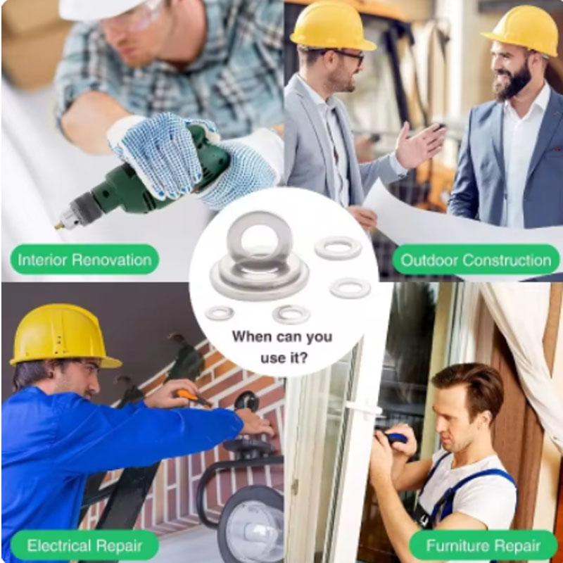 360 buc șaibe din oțel inoxidabil șaibe metalice inele M2 M2.5 M3 M4 M5 M6 M8 M10 kituri asortiment de garnituri șaibe plate ultra subțiri