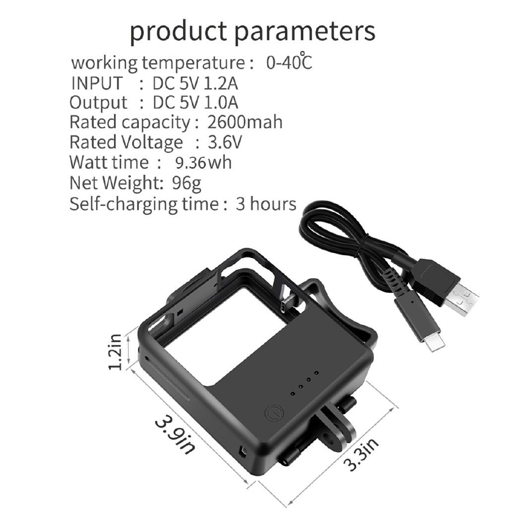 

USB Charging Cable Mobile Power Bank Battery Charger For DJI Osmo Action Cameras Accessories 2600mAh DC 5V